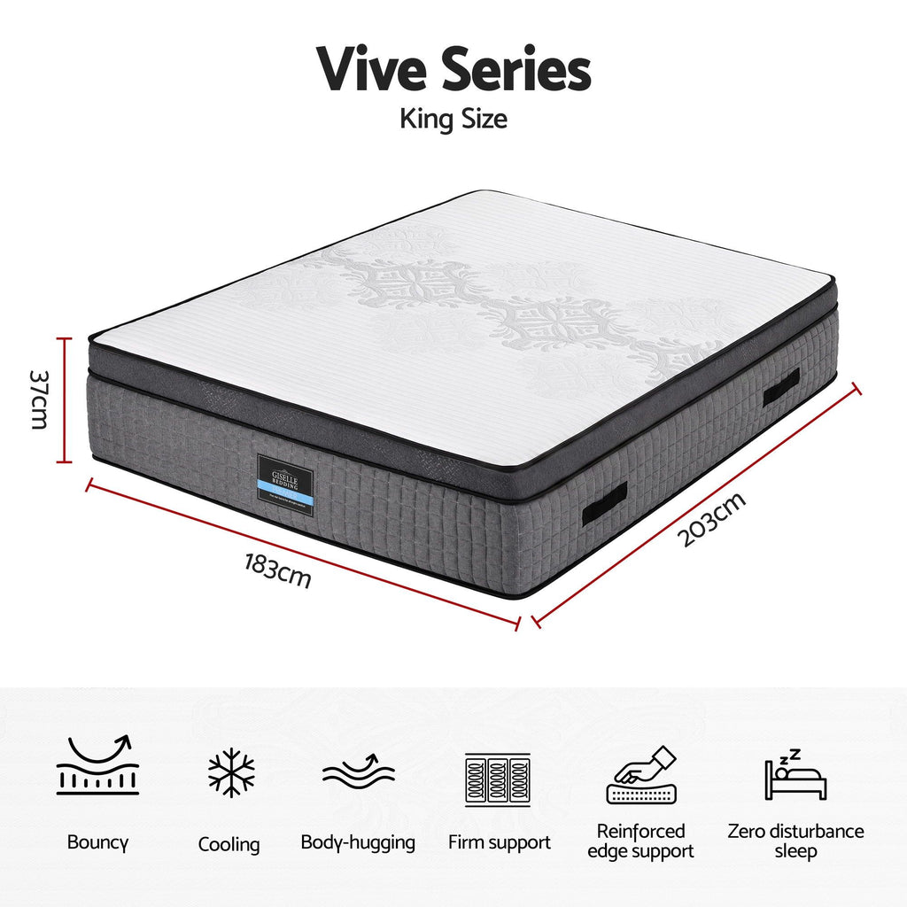King Mattress 37cm 4-in-1 Adjustable Firmness Cooling Gel Memory Foam Dual-Zone Flippable for Couples