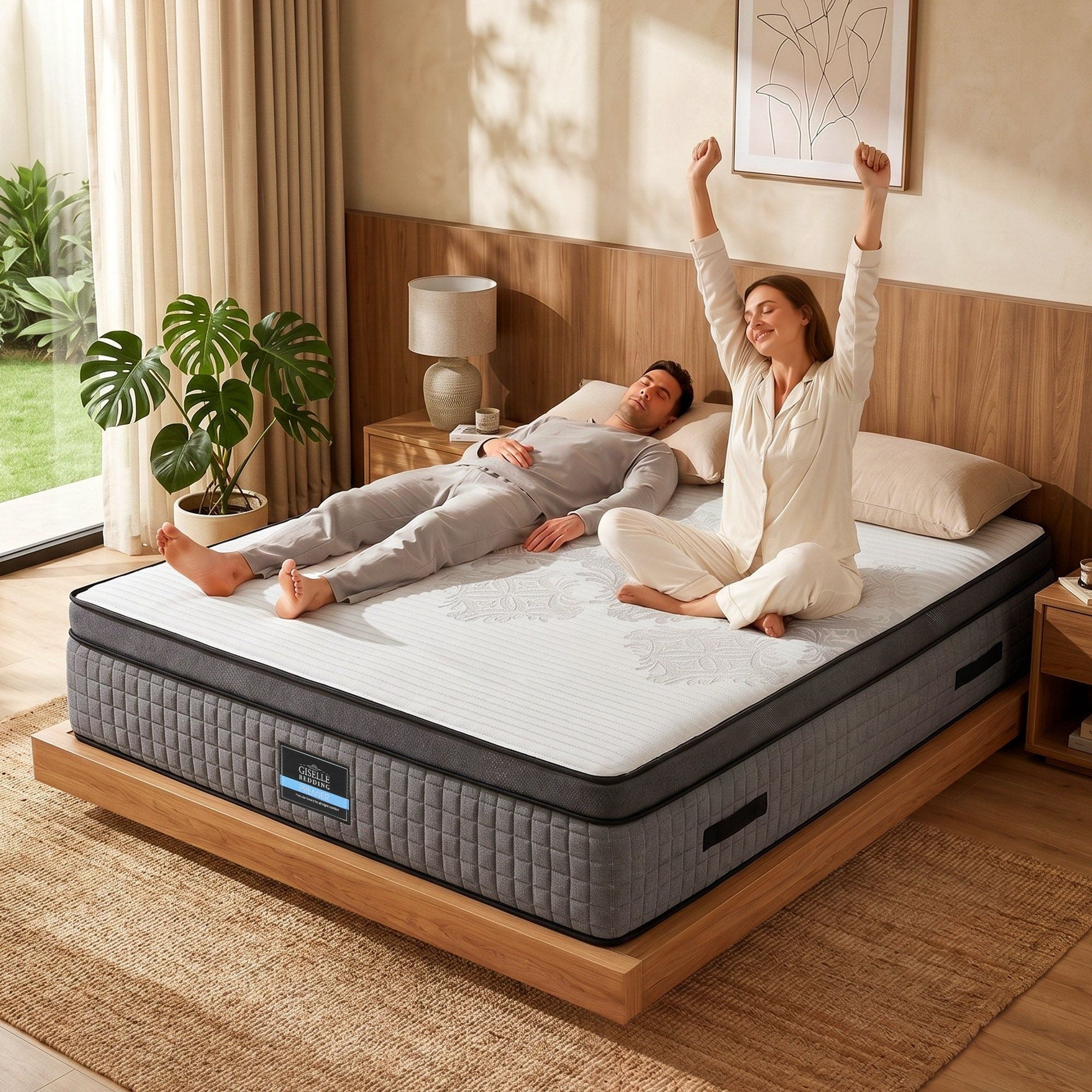 King Mattress 37cm 4-in-1 Adjustable Firmness Cooling Gel Memory Foam Dual-Zone Flippable for Couples
