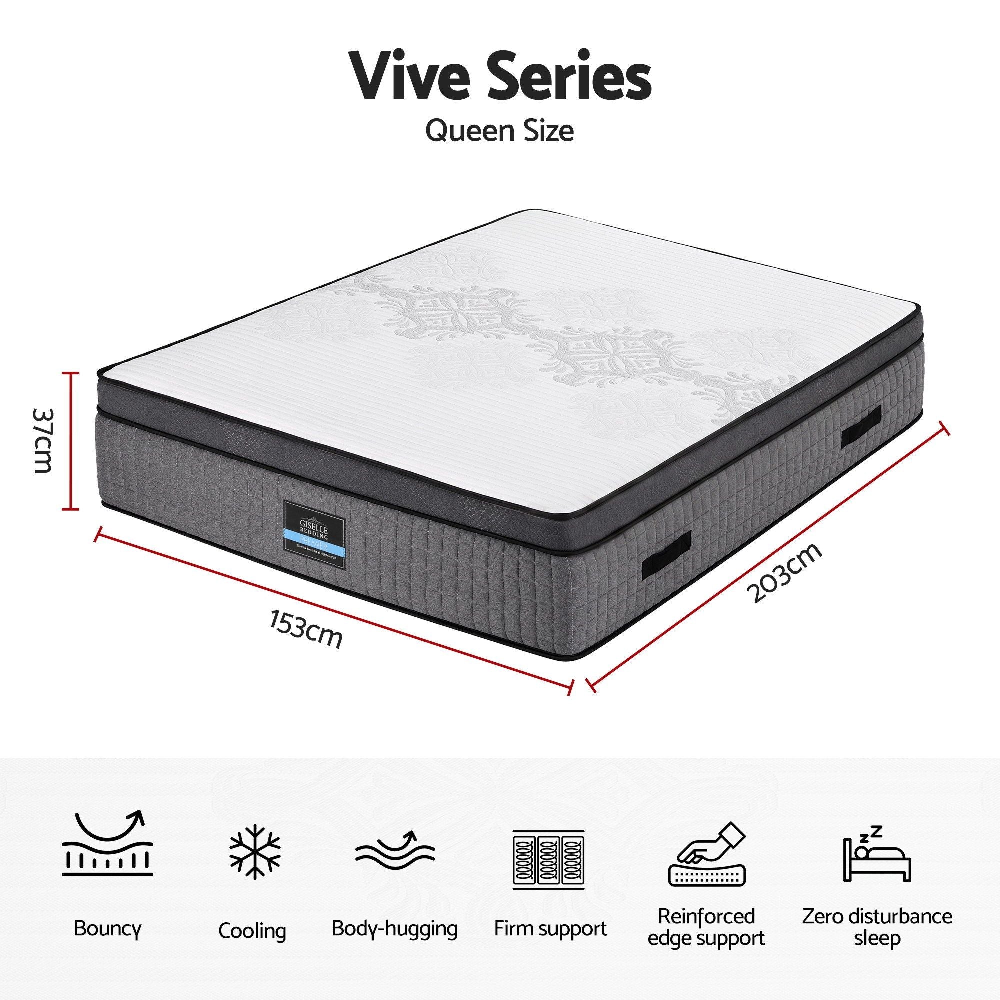 Queen Mattress 37cm 4-in-1 Adjustable Firmness Cooling Gel Memory Foam Dual-Zone Flippable for Couples