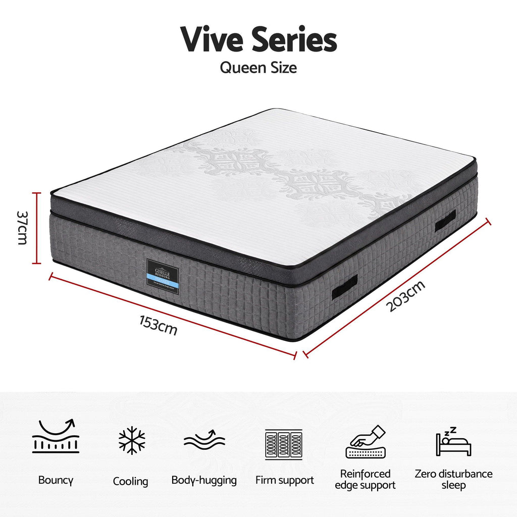 Queen Mattress 37cm 4-in-1 Adjustable Firmness Cooling Gel Memory Foam Dual-Zone Flippable for Couples