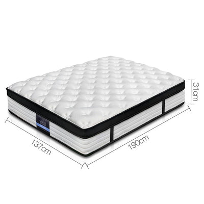 Double Comfort Package | Devon Euro Top Pocket Spring Mattress (Medium Firm) with deluxe pillowtop topper and pillows