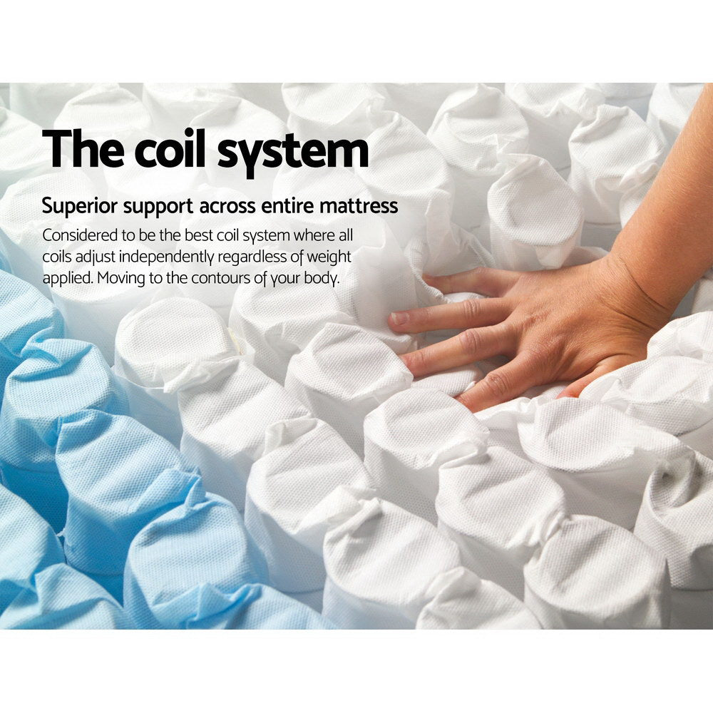 Close-up of the independent coil system in the Devon Euro Top Pocket Spring Mattress 31cm Thick - King for support and comfort