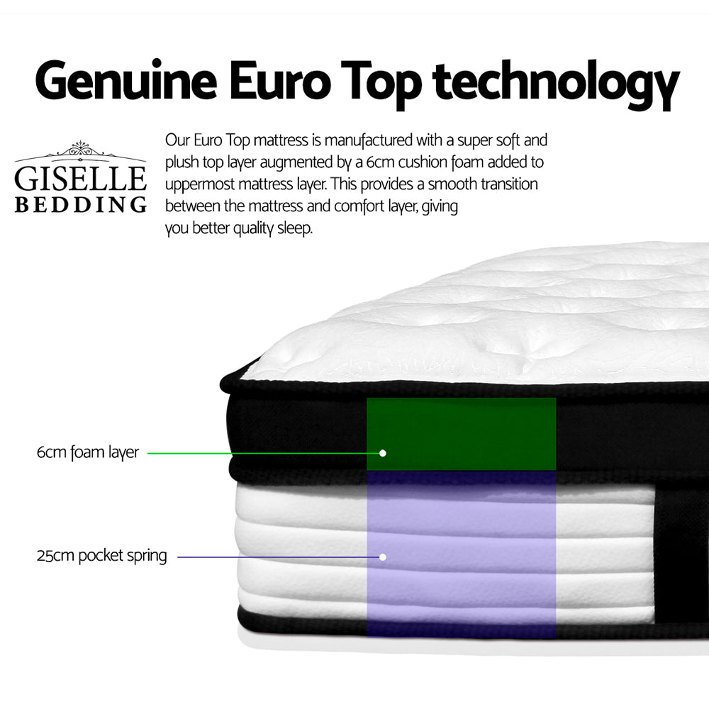 King Package | Tino Metal Bed Black & Serenity Euro Top Mattress (Medium Firm)