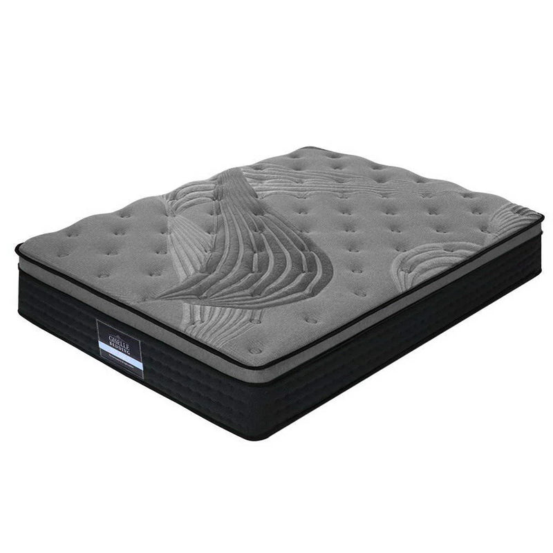 Double Comfort Package | Alanya Euro Top Mattress (Medium Firm) with deluxe pillowtop topper in gray and black design