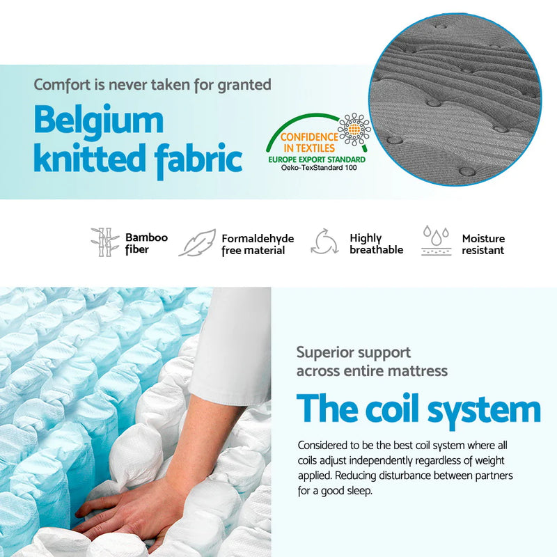 King Ultra Package | Henley LED Bed Black with Belgium knitted fabric mattress and advanced independent coil system for support