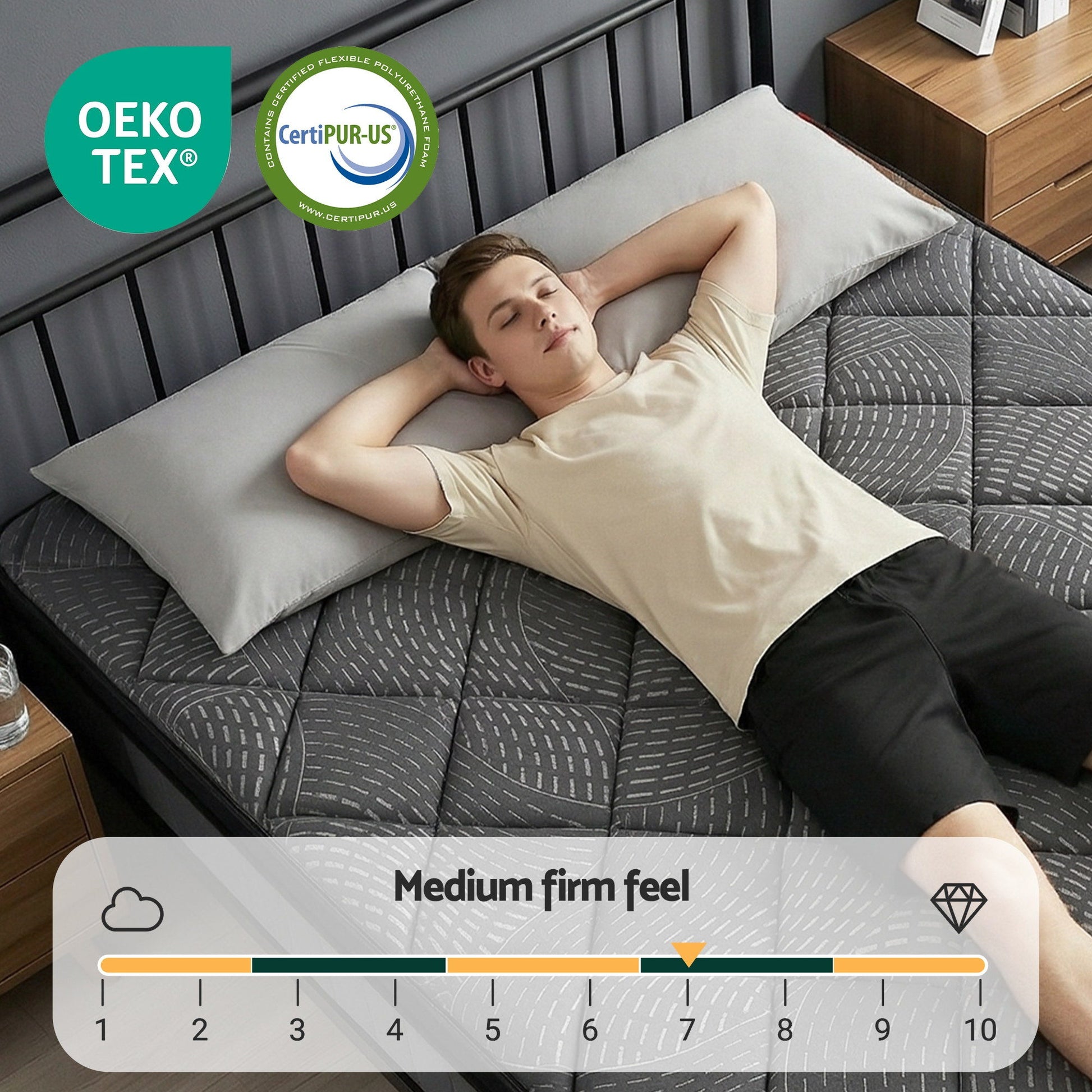 Double Mattress 25cm Pocket Spring Latex Euro Top Medium Firm Bed-7