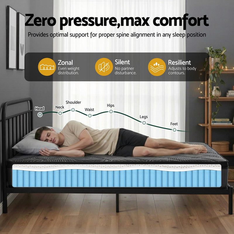 Double Mattress 25cm Pocket Spring Latex Euro Top Medium Firm Bed-9