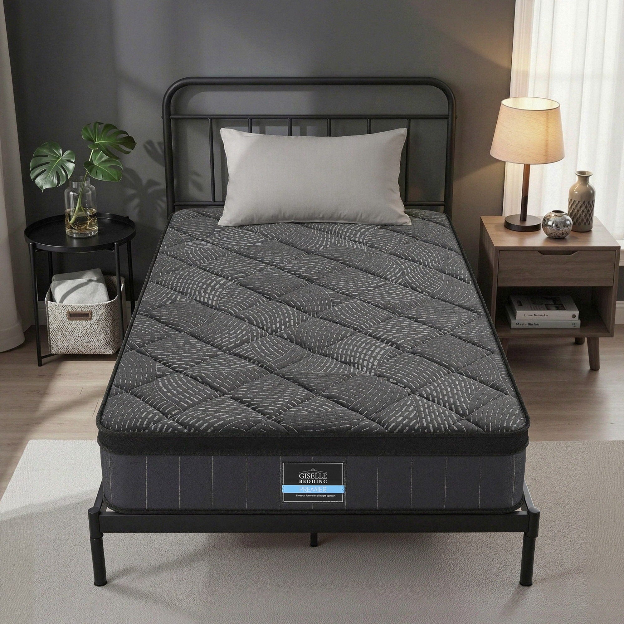King Single Mattress 25cm Pocket Spring Latex Euro Top Medium Firm Bed