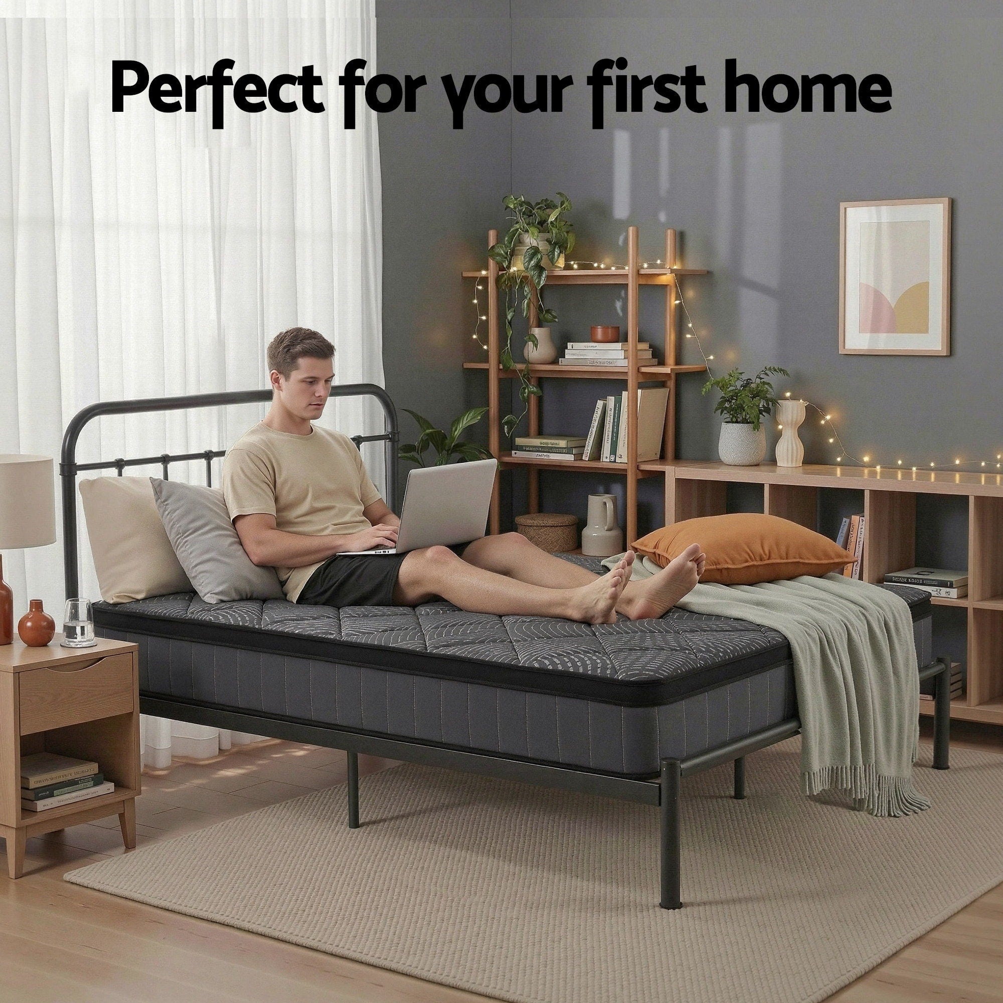 Single Mattress 25cm Pocket Spring Latex Euro Top Medium Firm Bed