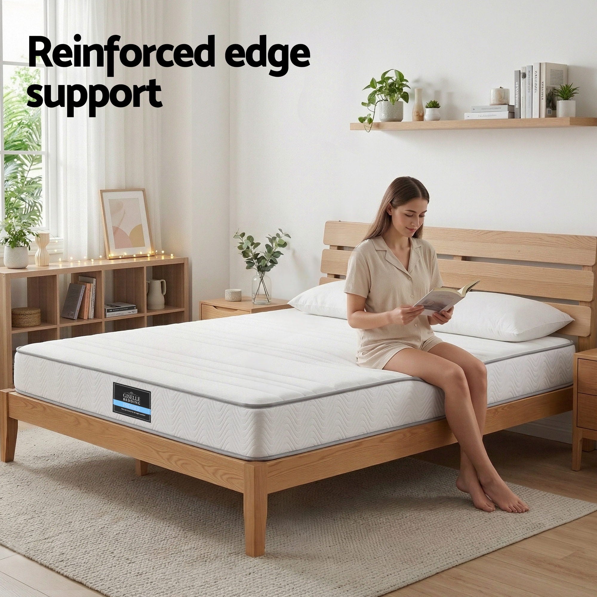 Double Mattress 20cm with Reinforced Edge Support Egg-Crate Foam