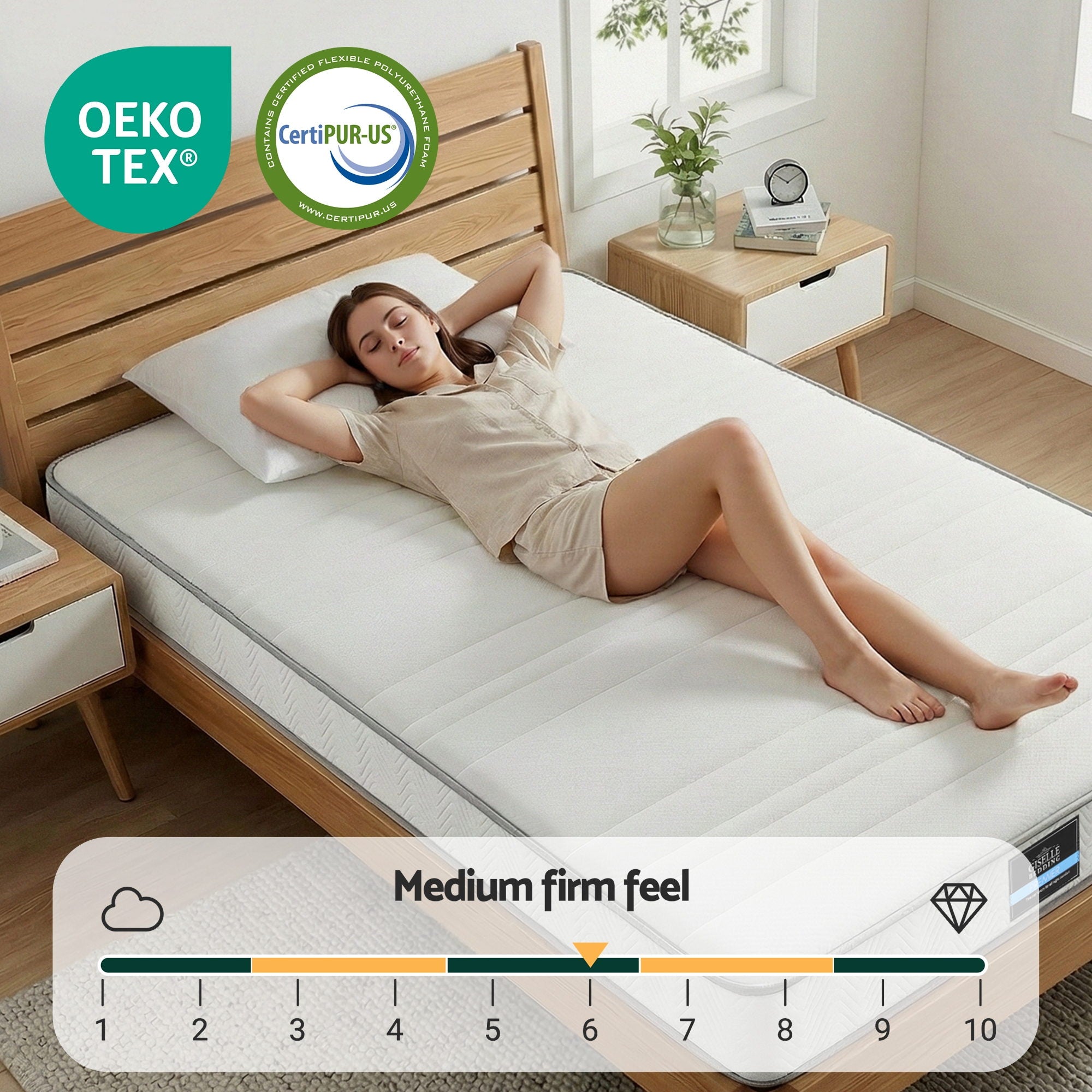 King Single Mattress 20cm with Reinforced Edge Support Egg-Crate Foam