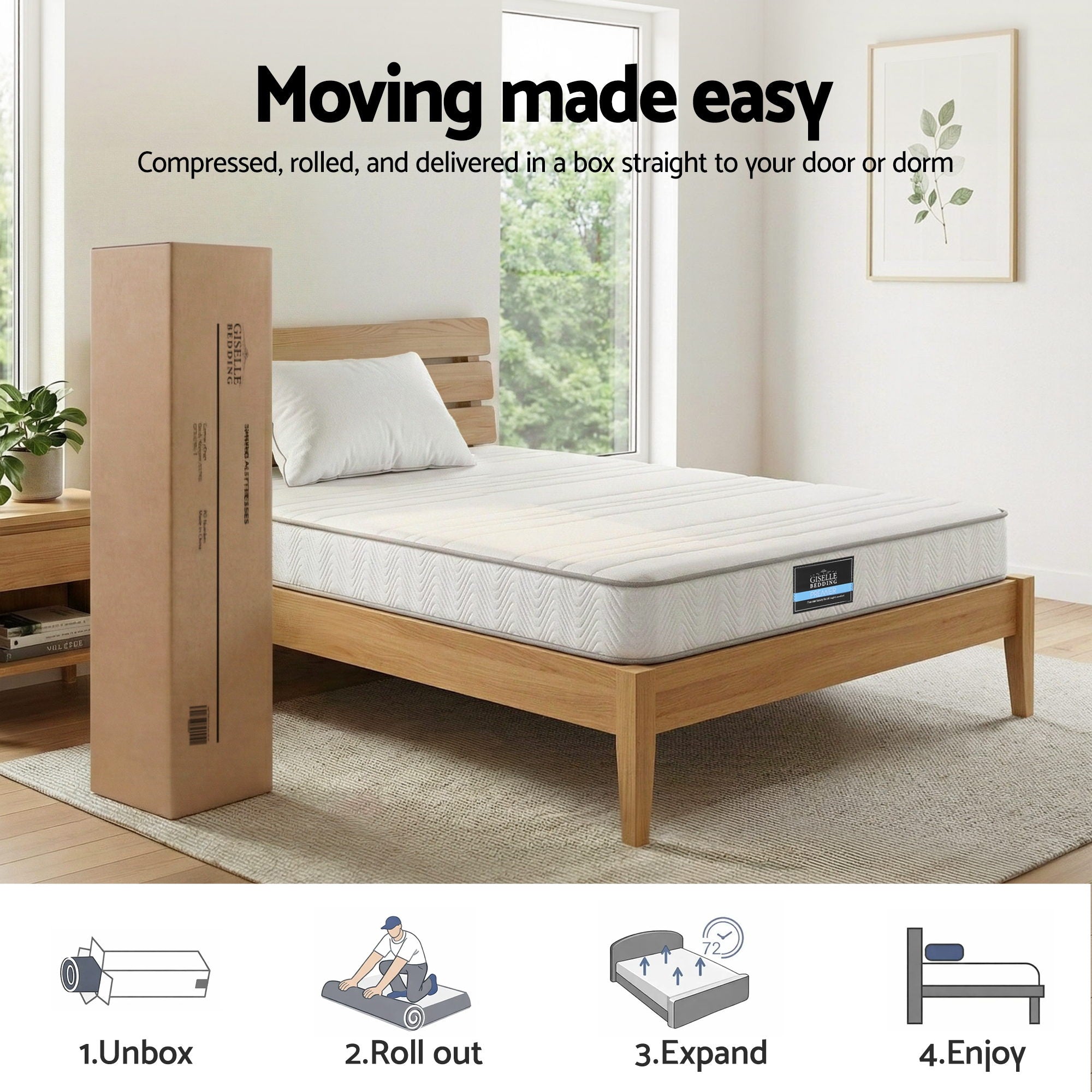 King Single Mattress 20cm with Reinforced Edge Support Egg-Crate Foam