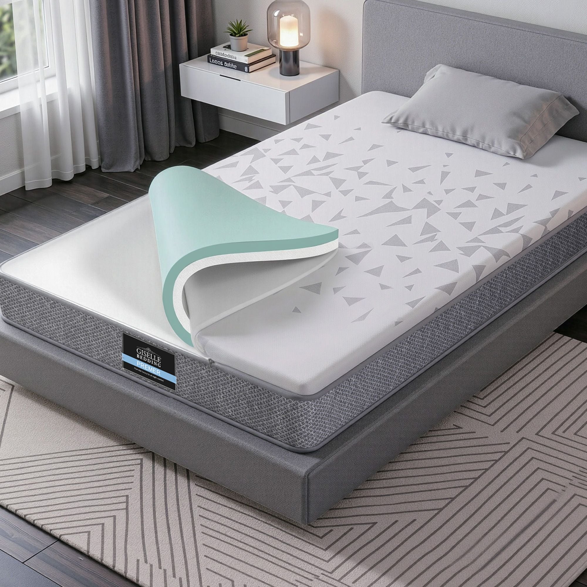 King Single Mattress 23cm Pocket Spring Mattress with Adjustable Firmness Reversible Foam Layer for Medium Firm & Firm Support Motion Isolation Bedroom Bed