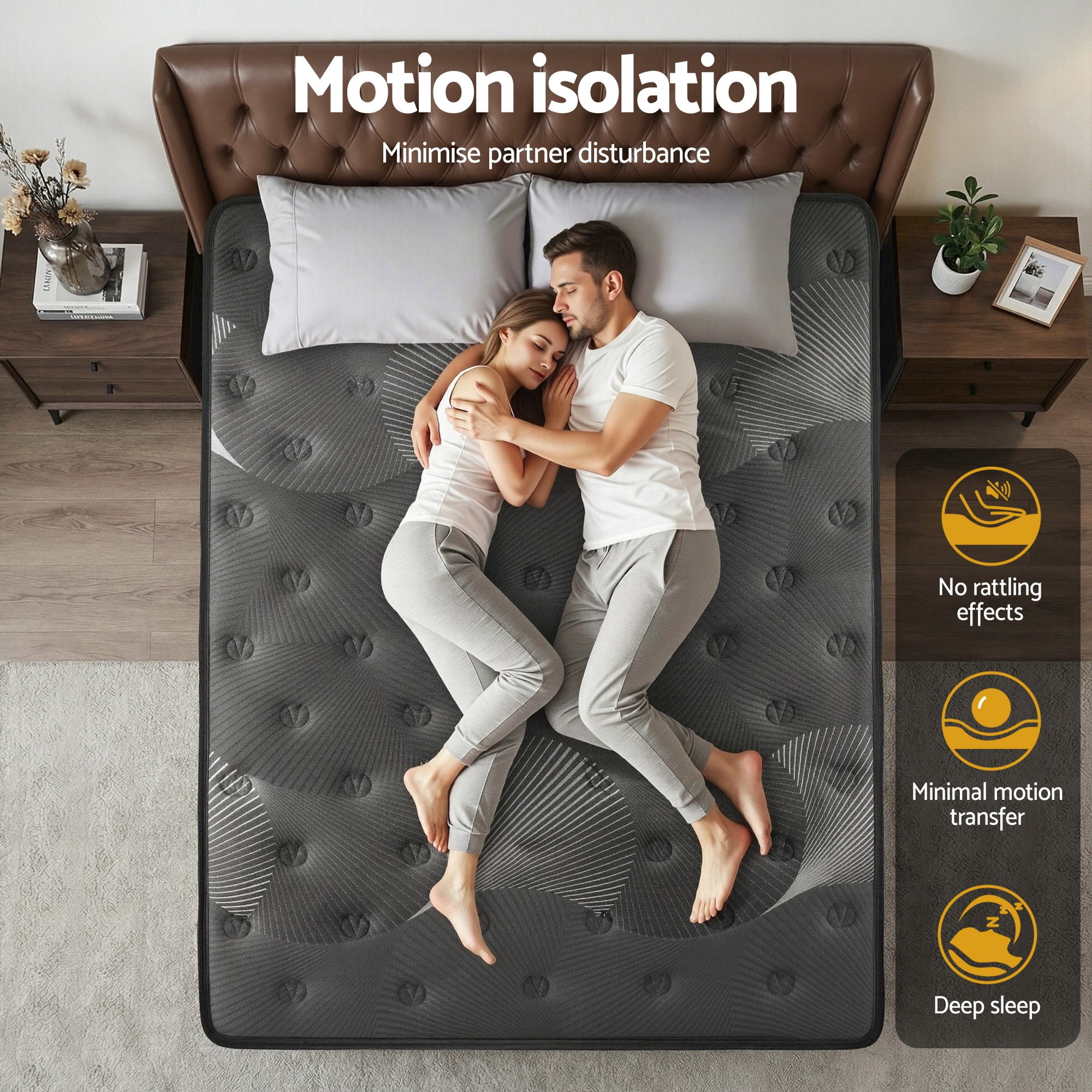 35cm Mattress Graphene Memory Foam Medium Firm Euro Top Mattresses Double with motion isolation, designed for minimal partner disturbance