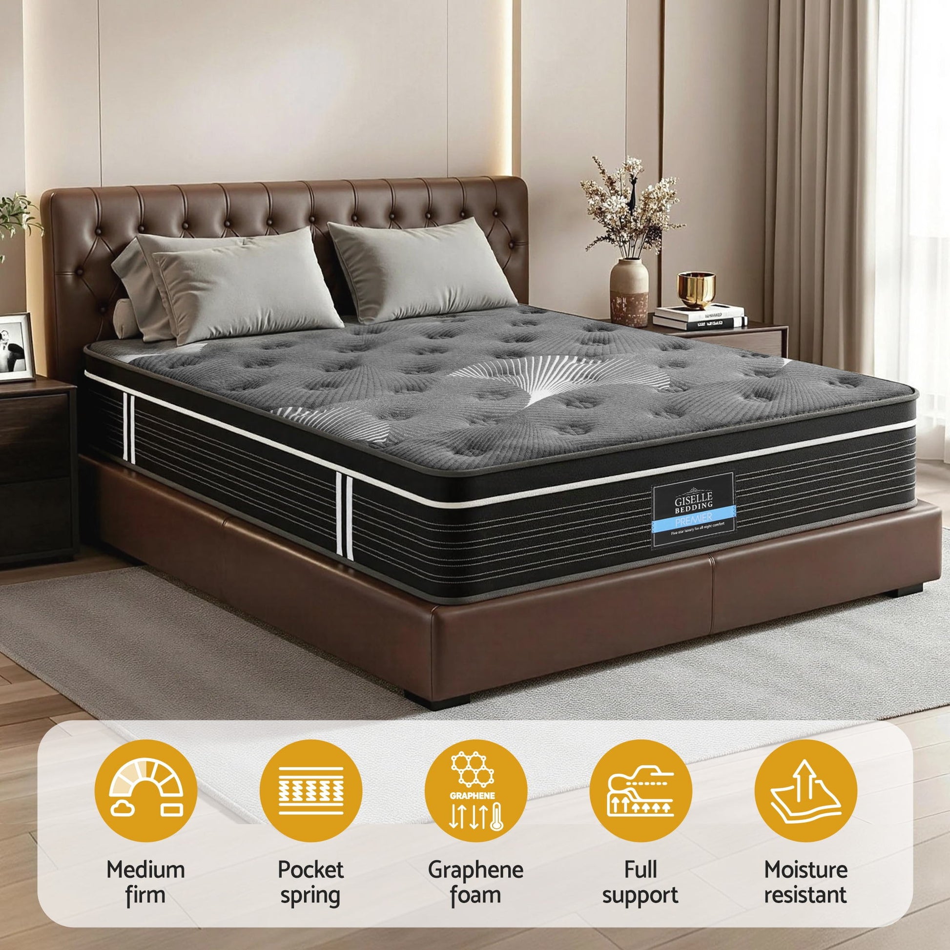 35cm Mattress Graphene Memory Foam Medium Firm Euro Top Mattresses King-5