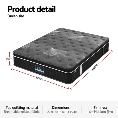 35cm Mattress Graphene Memory Foam Medium Firm Euro Top Mattresses Queen with breathable quilted fabric and 6.5 firmness rating