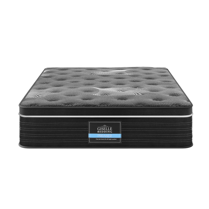 35cm Mattress Graphene Memory Foam Medium Firm Euro Top Mattresses Single with dark quilted top and black side panels on white background
