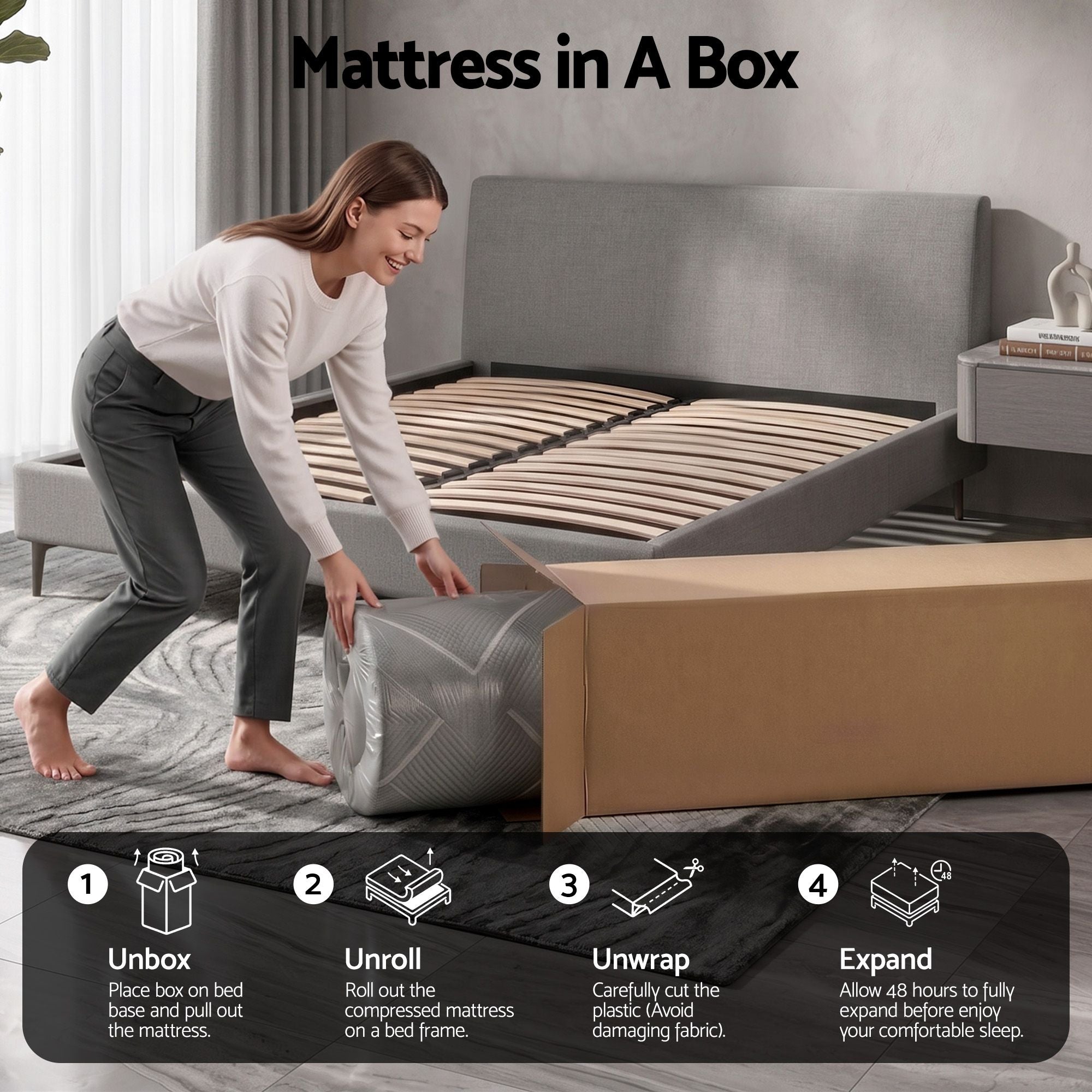 King Mattress 26cm Firm Pocket Spring Dual Edge Support Dark Grey