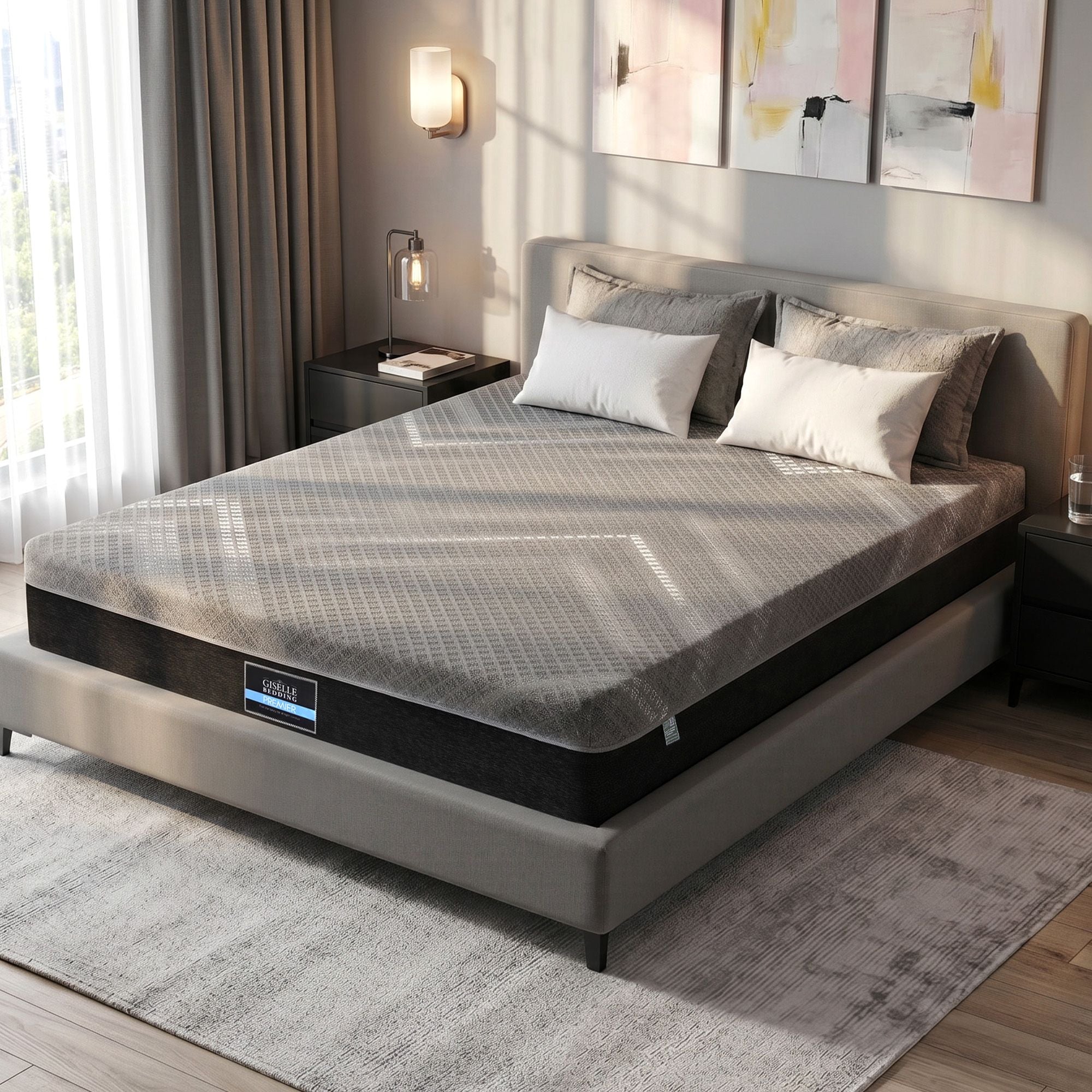 King Mattress 26cm Firm Pocket Spring Dual Edge Support Dark Grey