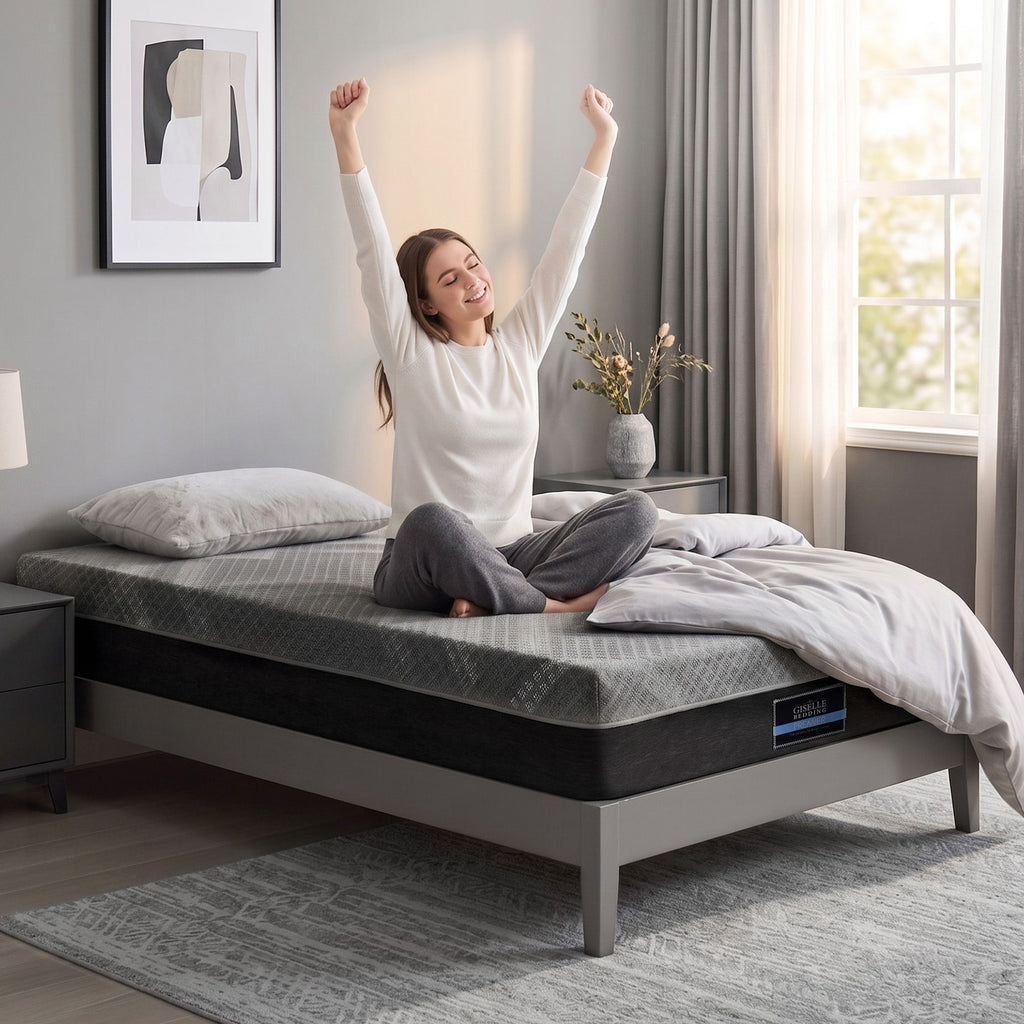 King Single Mattress 26cm Firm Pocket Spring Dual Edge Support Dark Grey