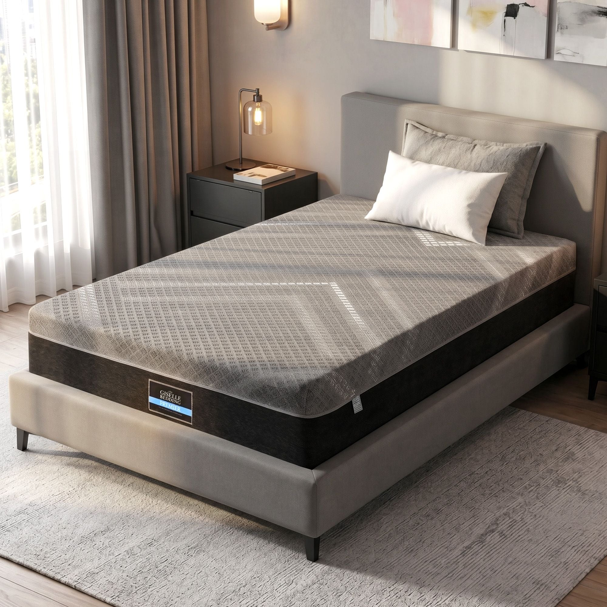 King Single Mattress 26cm Firm Pocket Spring Dual Edge Support Dark Grey