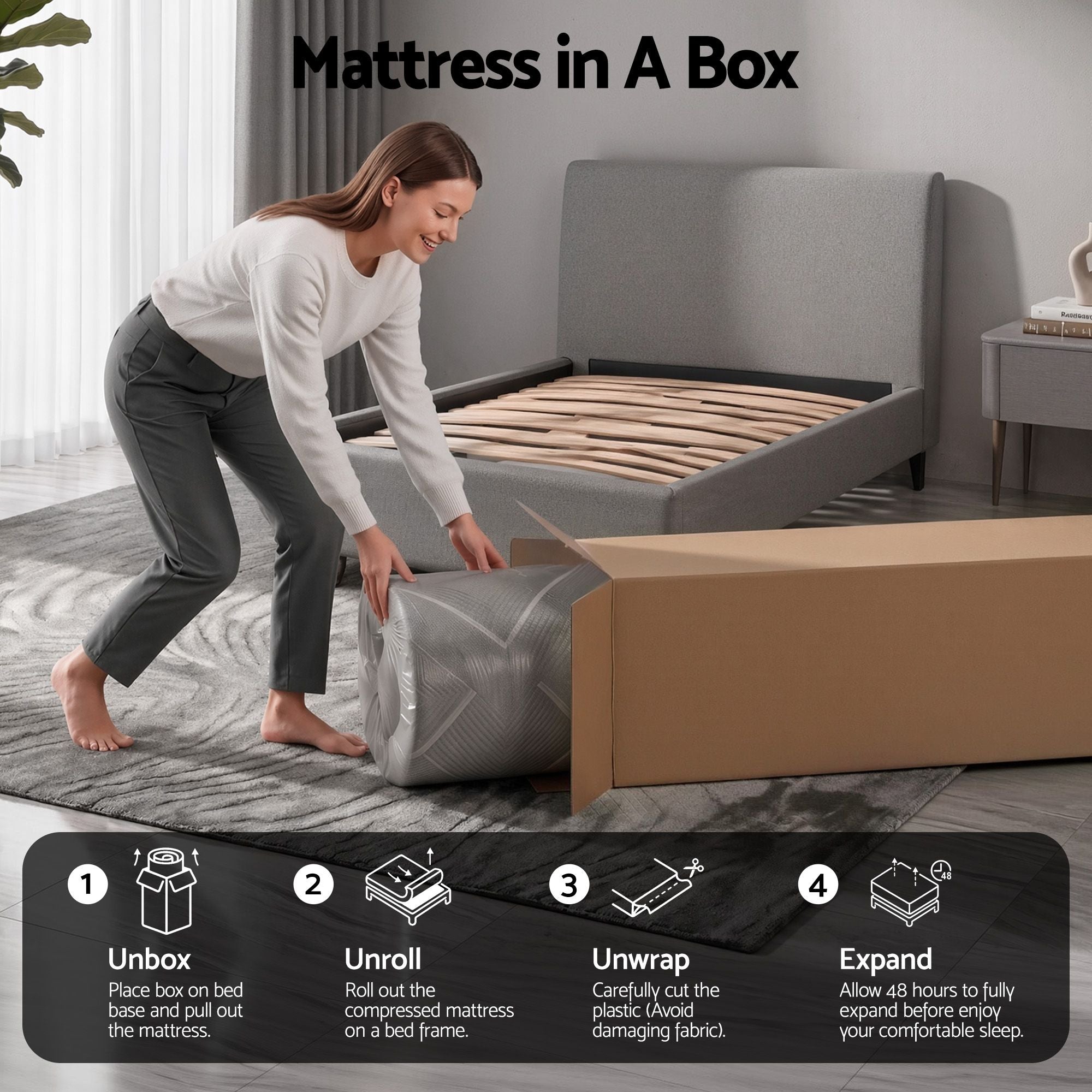 Single Mattress 26cm Firm Pocket Spring Dual Edge Support Dark Grey
