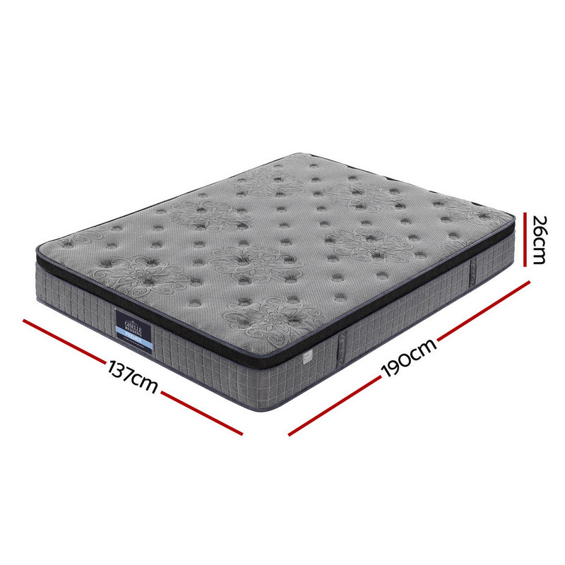 26cm Mattress Double Latex Foam Mattresses in gray with quilted top, showing dimensions 137x190cm for bedroom furniture use