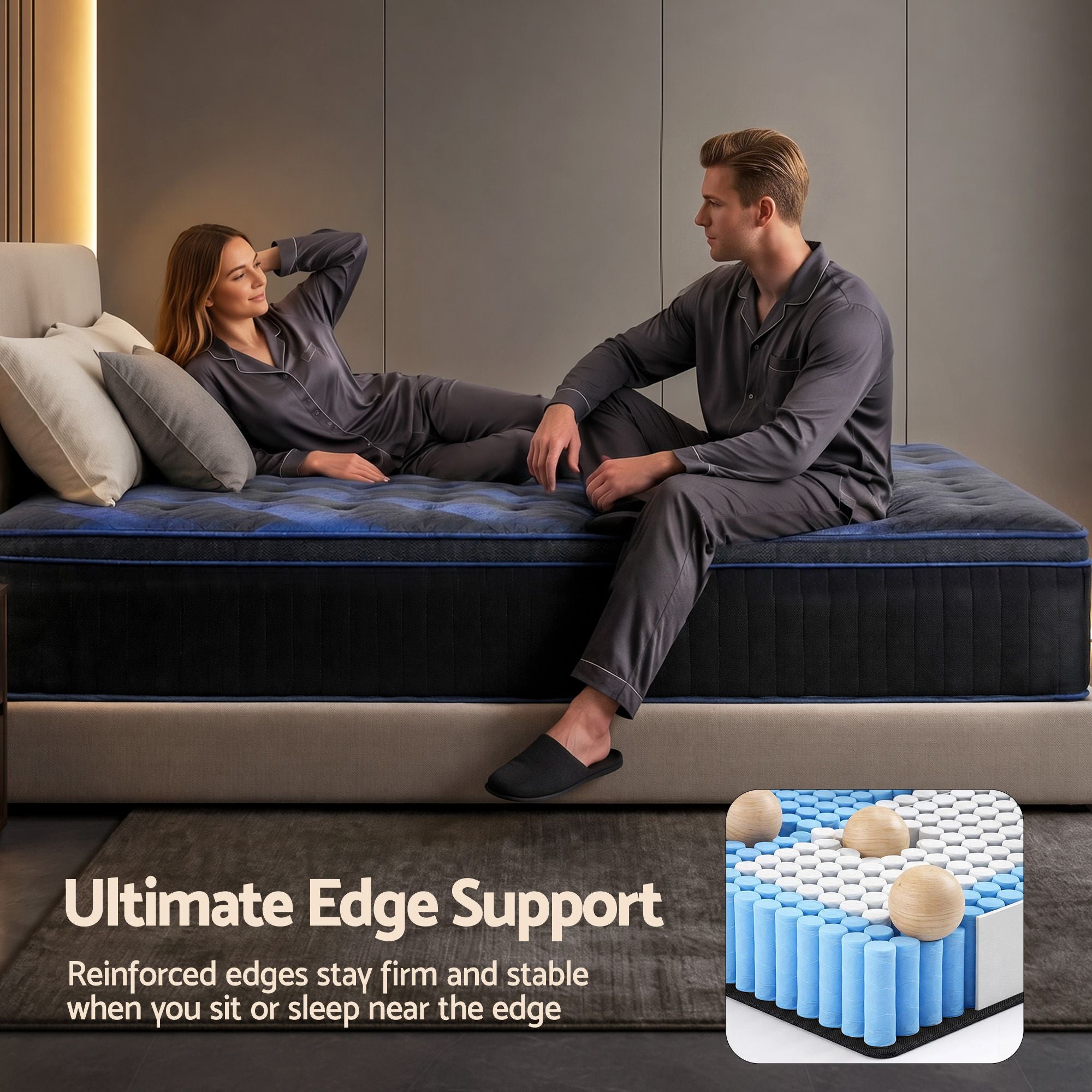 34cm King Hybrid Mattress with Cooling Gel Memory Foam and Edge Support