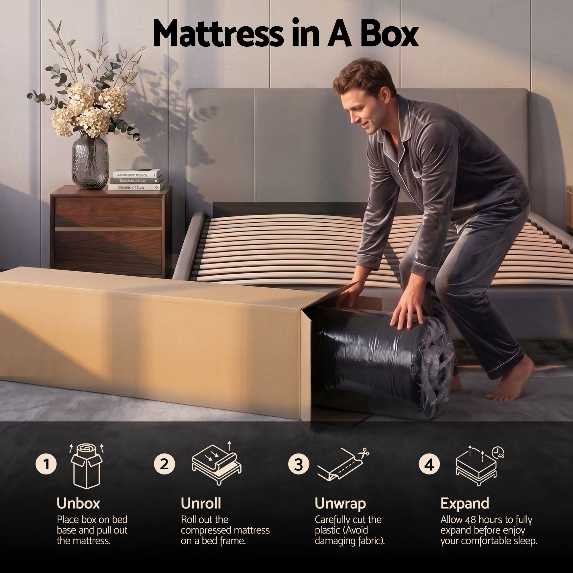 34cm Queen Hybrid Mattress with Cooling Gel Memory Foam and Edge Support