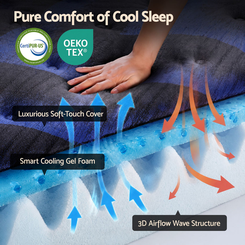 34cm Single Hybrid Mattress with Cooling Gel Memory Foam and Edge Support