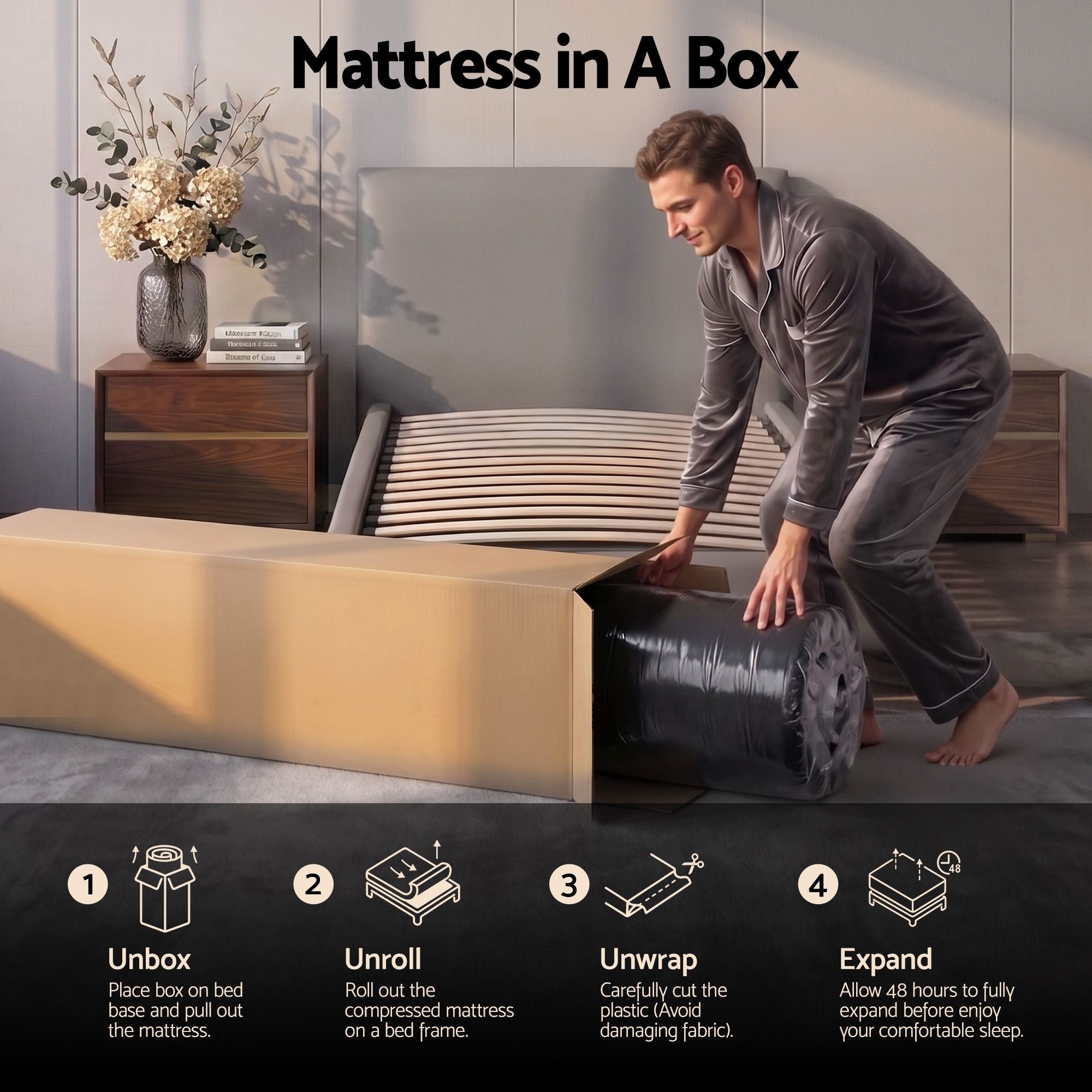 34cm Single Hybrid Mattress with Cooling Gel Memory Foam and Edge Support