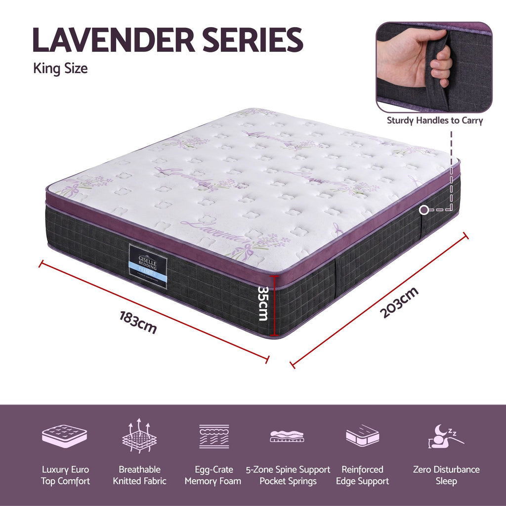 King Euro Top Mattress Firm Pocket Spring Edge Support