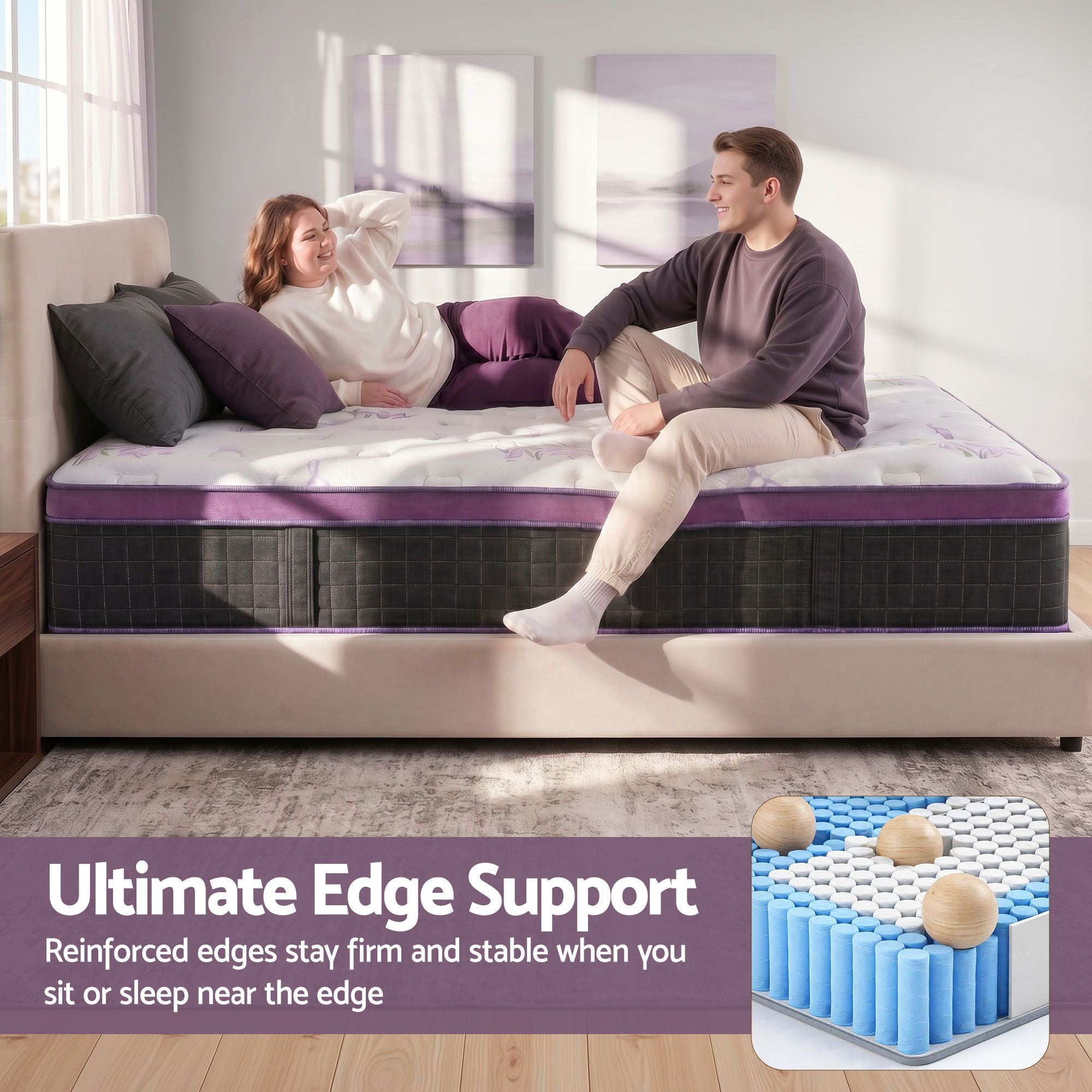 King Euro Top Mattress Firm Pocket Spring Edge Support