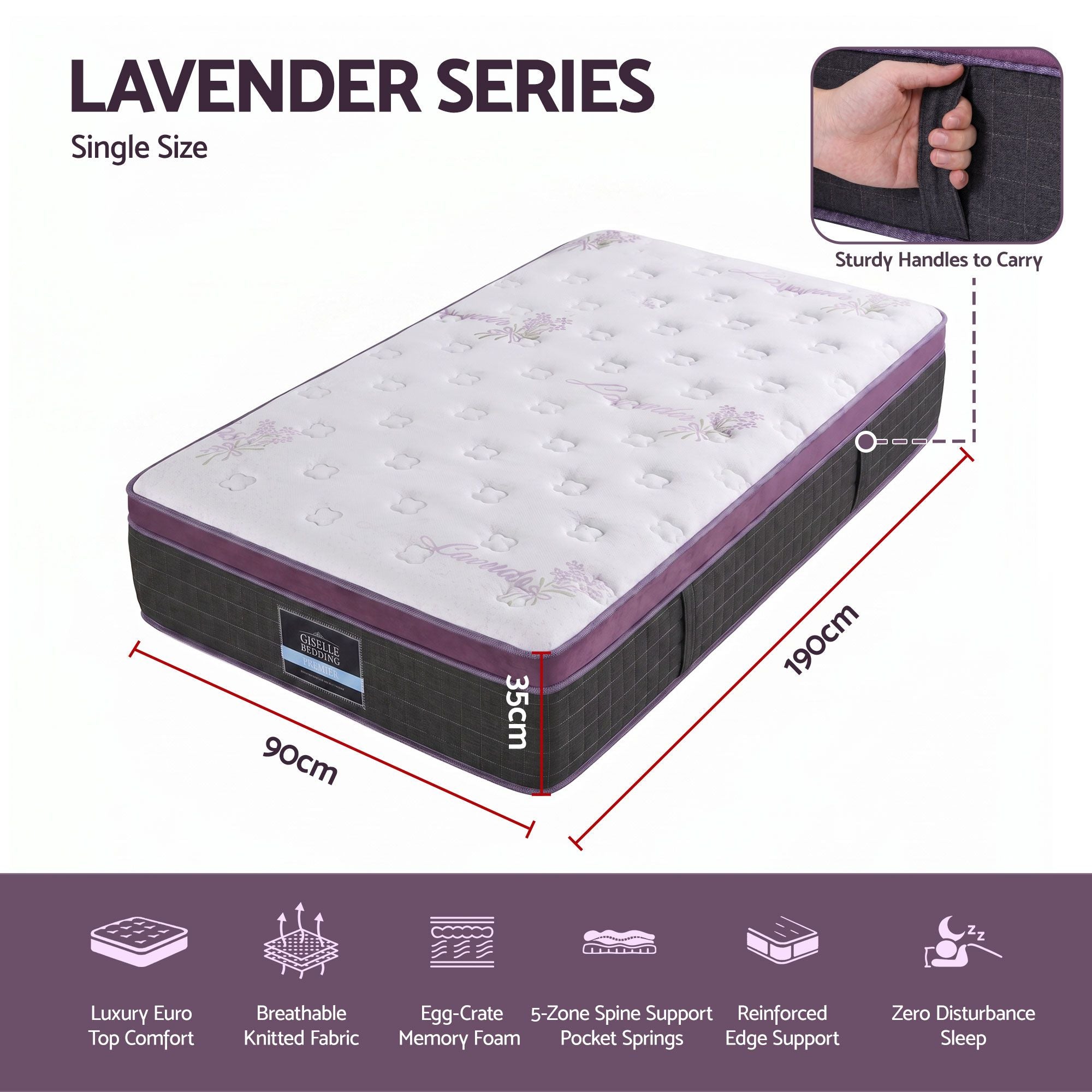 Single Euro Top Mattress Firm Pocket Spring Edge Support
