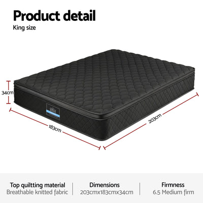 Mattress 34cm 5-Zone Pocket Spring Egg-crate Memory Foam King