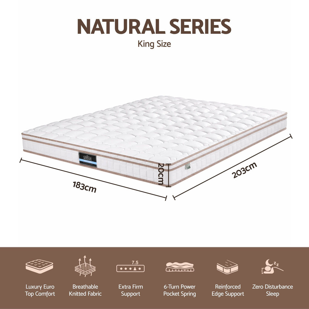20cm Firm King Mattress Pocket Spring for Bedroom or Guest Room