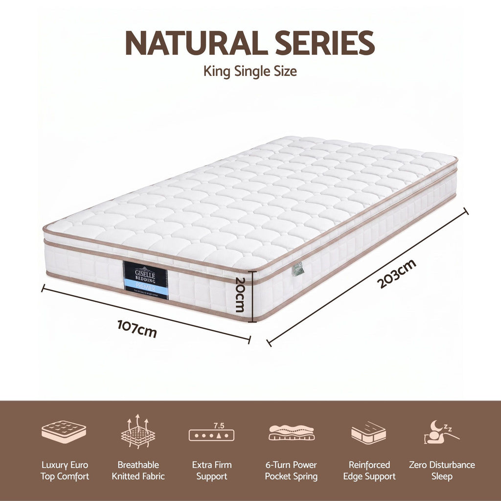 20cm Firm King Single Mattress Pocket Spring for Bedroom or Guest Room