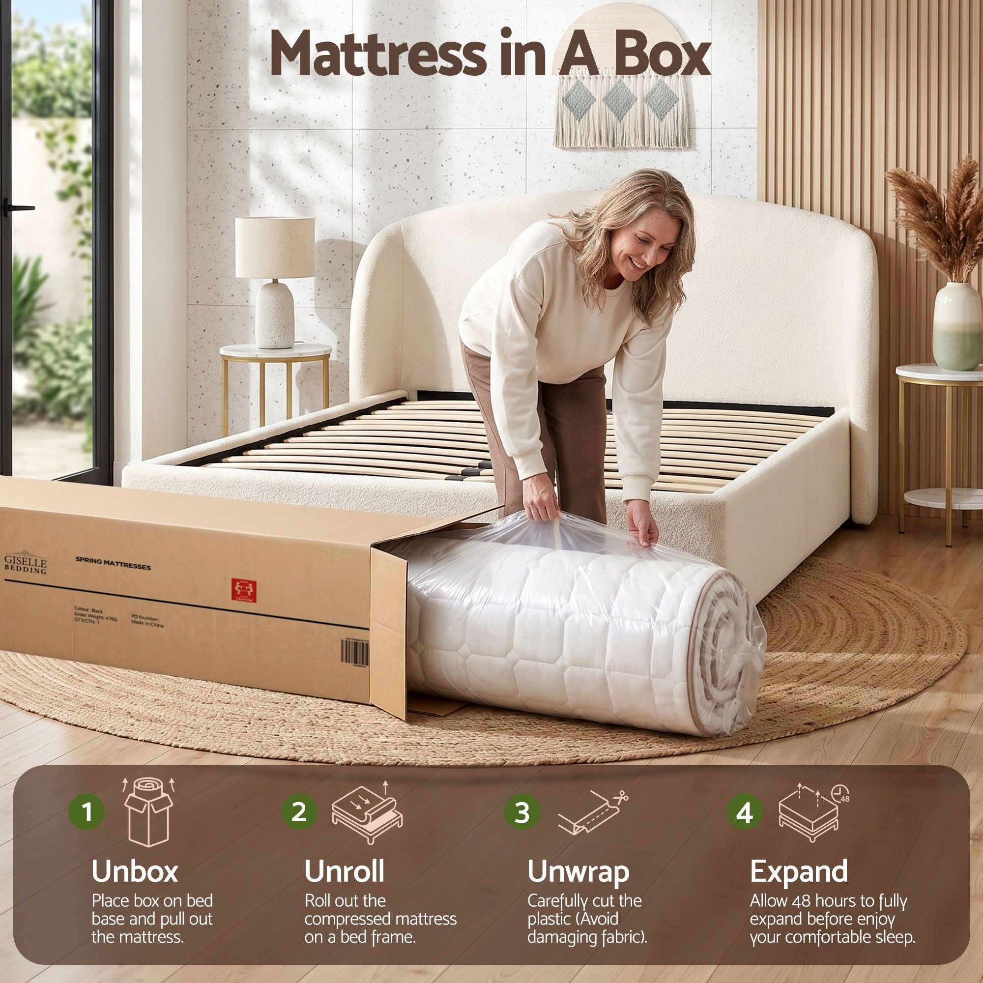 20cm Firm Queen Mattress Pocket Spring for Bedroom or Guest Room