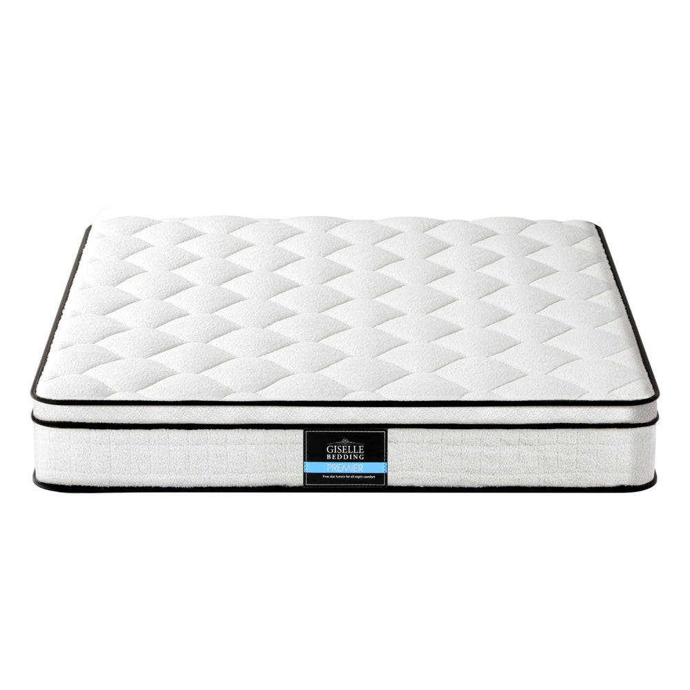 Elysium Series Euro Top Mattress 22cm Thick - King with quilted white cover and black trim, medium firm support.
