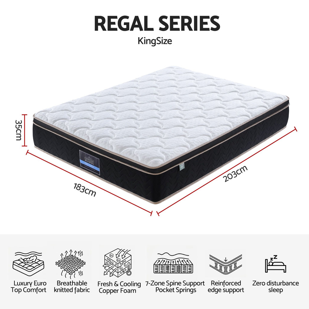 35cm King Mattress Firm with Copper Memory Foam and Edge Support