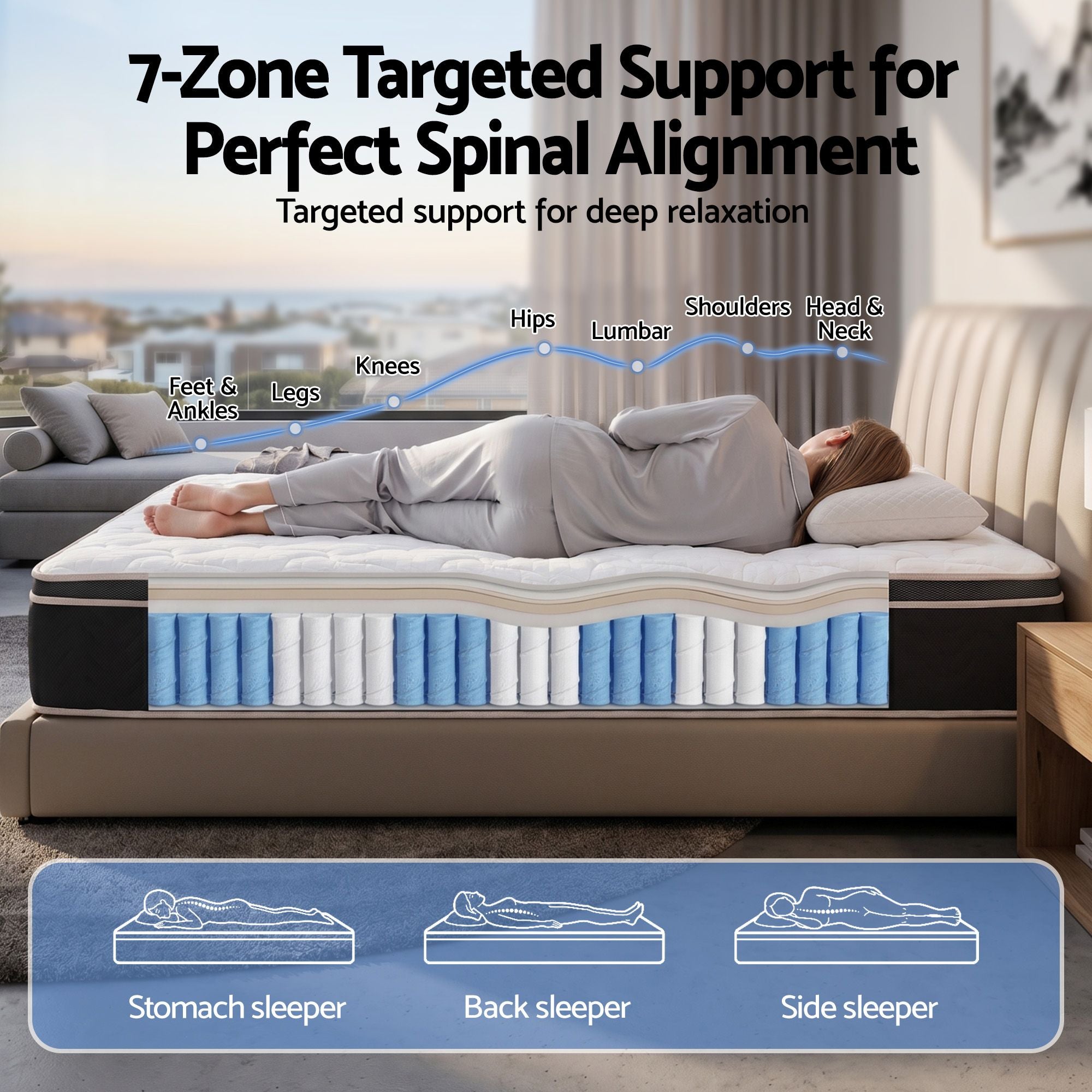 35cm Queen Mattress Firm with Copper Memory Foam and Edge Support