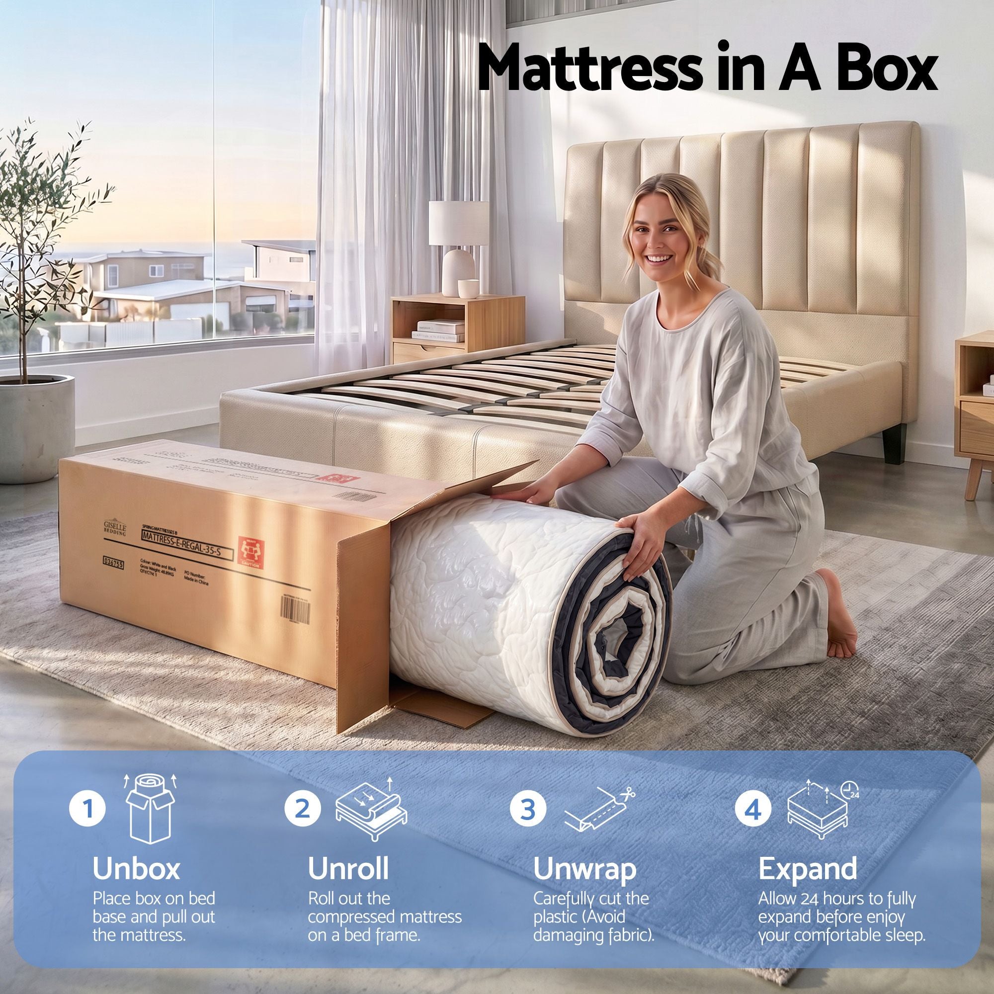 35cm Single Mattress Firm with Copper Memory Foam and Edge Support