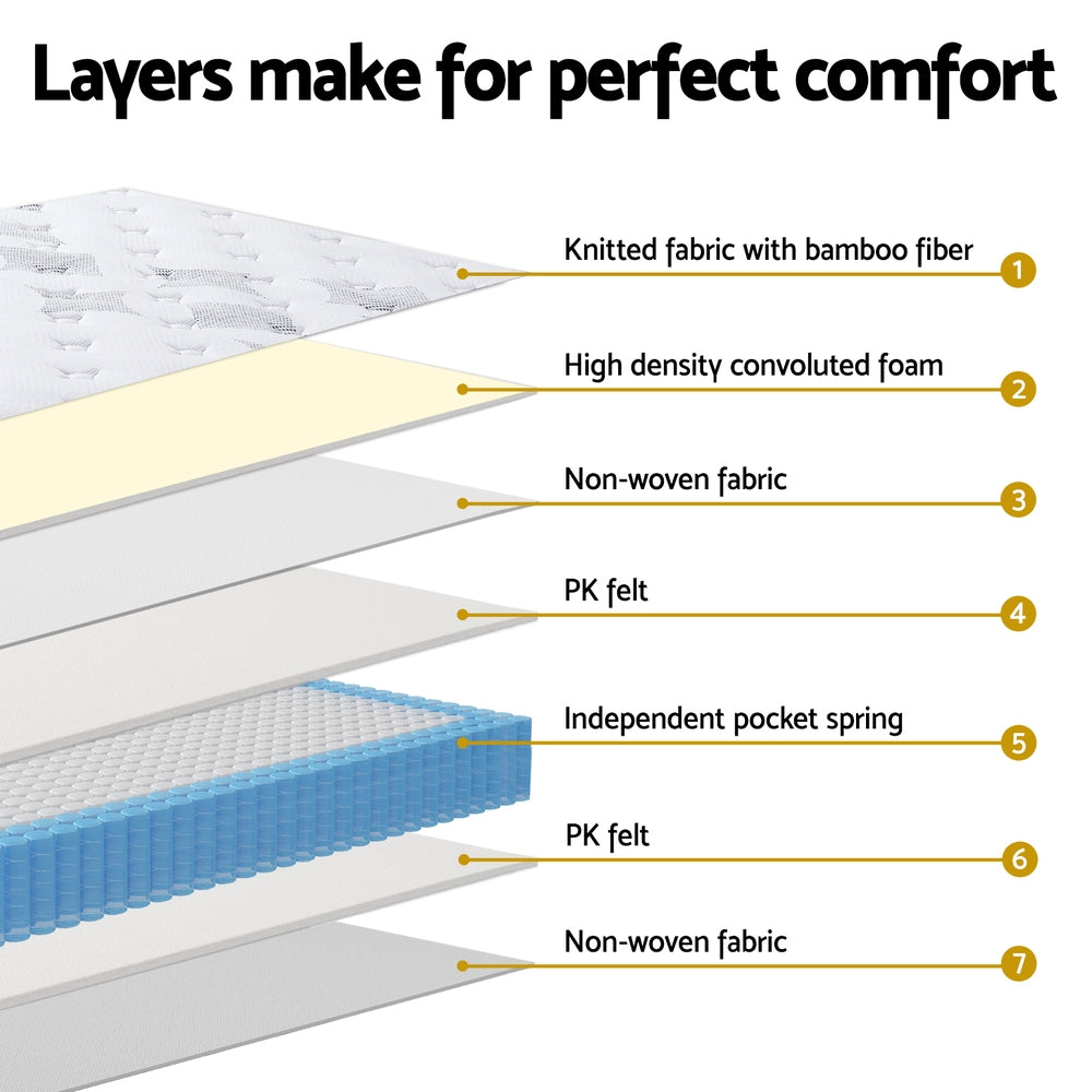 Snow Series Euro Top Bamboo Fibre Mattress 25cm Thick - Double