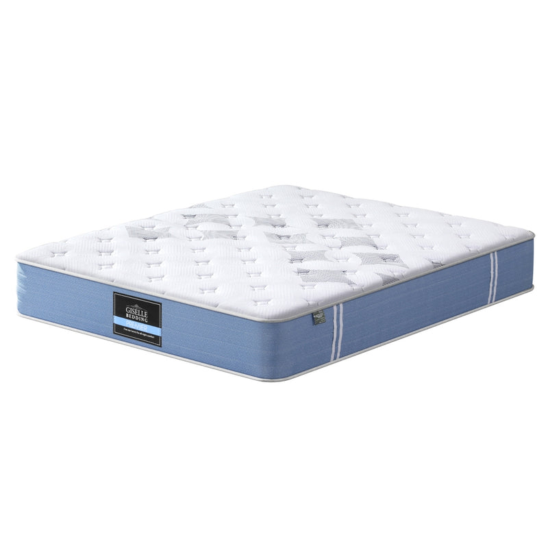 Snow Series Euro Top Bamboo Fibre Mattress 25cm Thick - King with quilted white top and blue sides for bedroom furniture