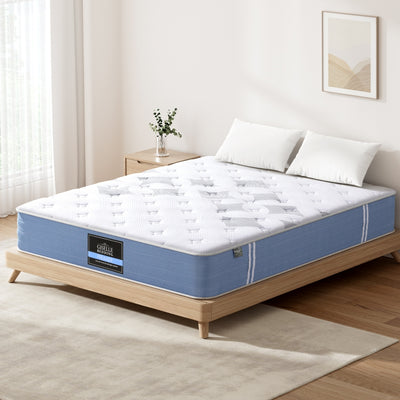 Snow Series Euro Top Bamboo Fibre Mattress 25cm Thick - King on wooden bed frame in modern bedroom setting