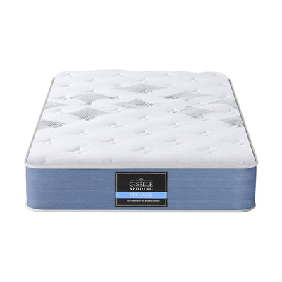 Snow Series Euro Top Bamboo Fibre Mattress 25cm Thick - Single with blue base and quilted white top layer.