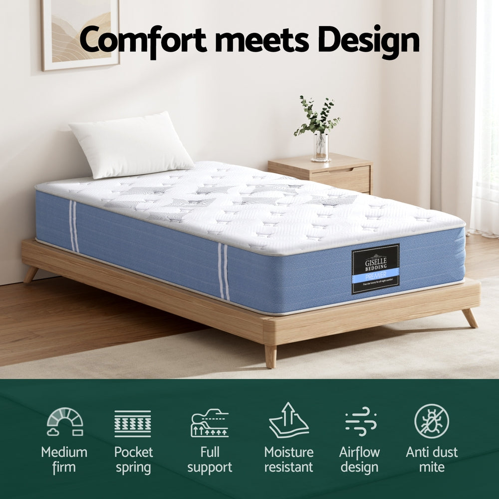 Snow Series Euro Top Bamboo Fibre Mattress 25cm Thick - Single