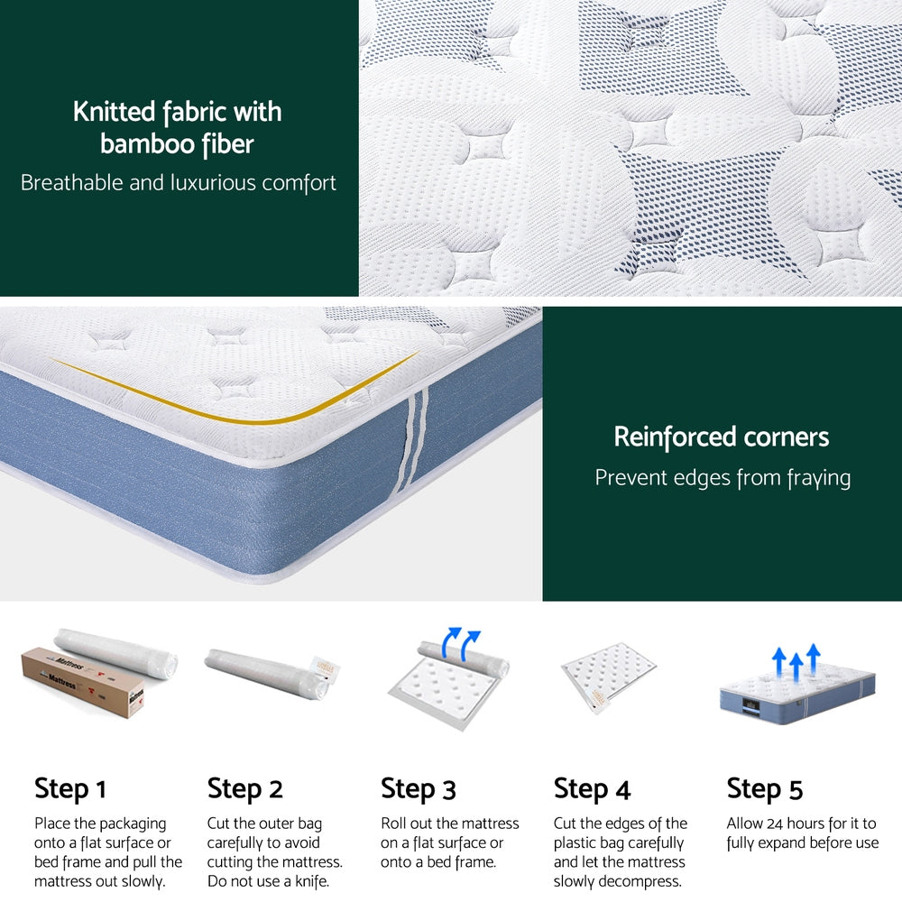 Snow Series Euro Top Bamboo Fibre Mattress 25cm Thick - Single