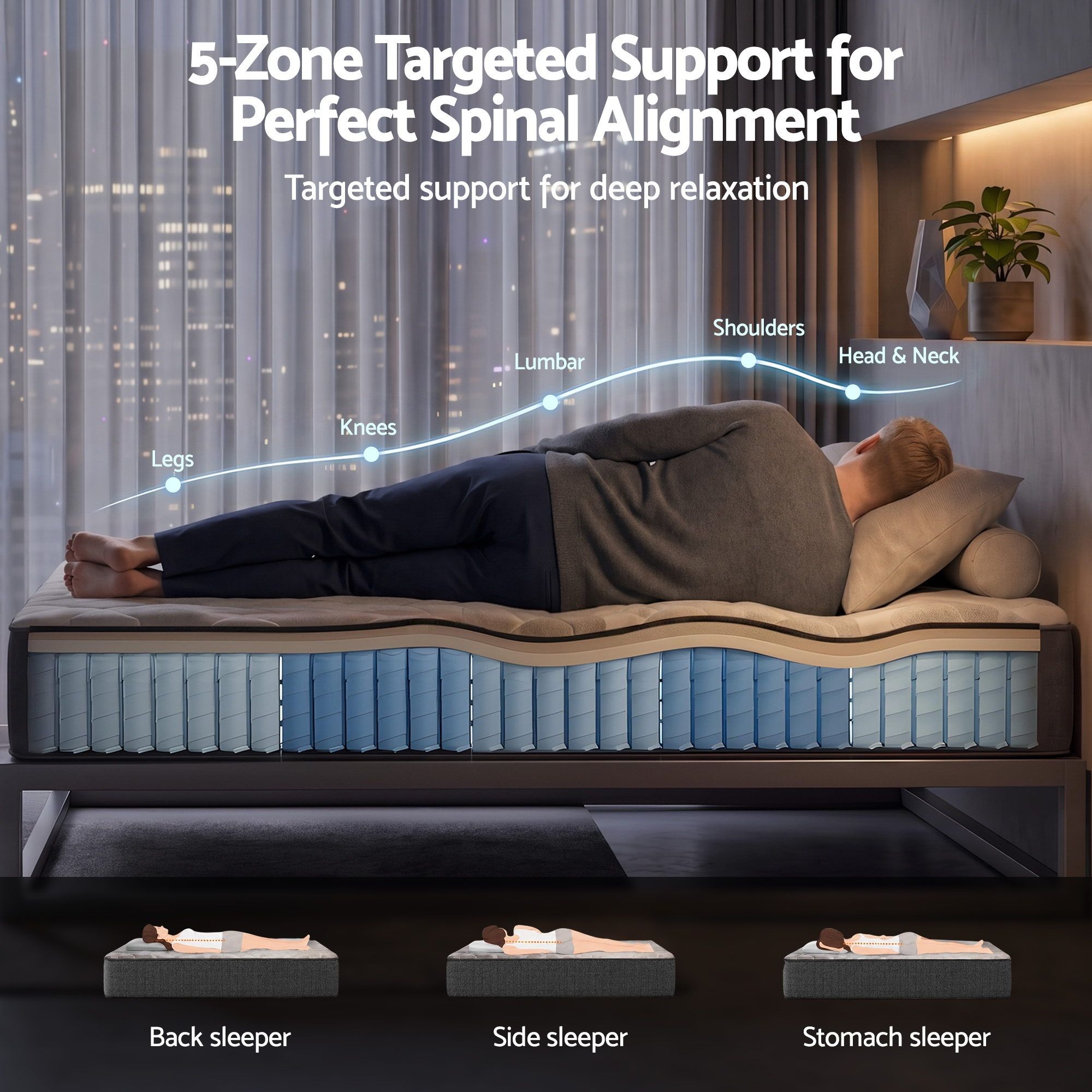 30cm Double Mattress with Edge Support and 5-Zone Comfort