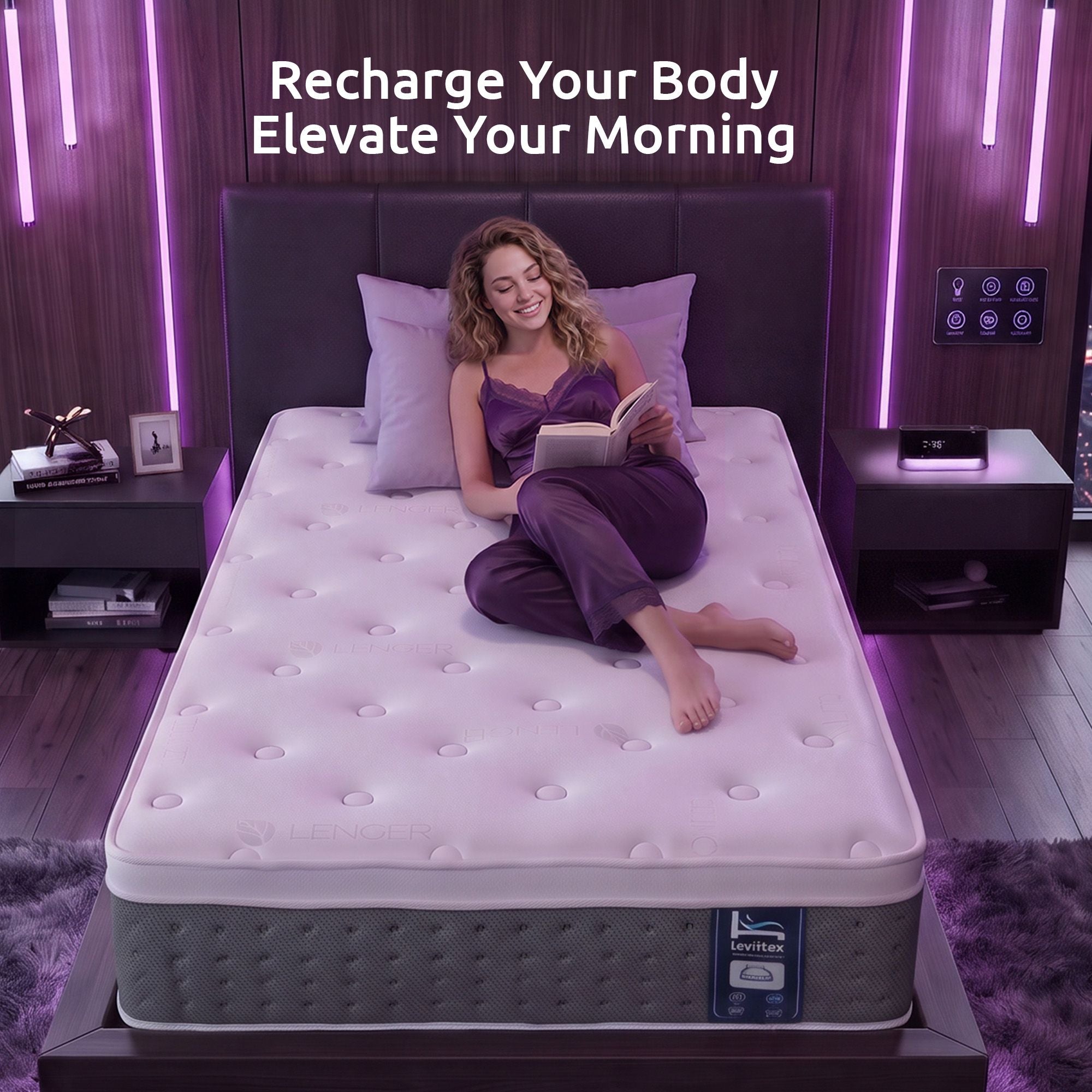 King Single Mattress with Lumbar Support, 5-Zone Pocket Springs & Cooling Gel Memory Foam - White